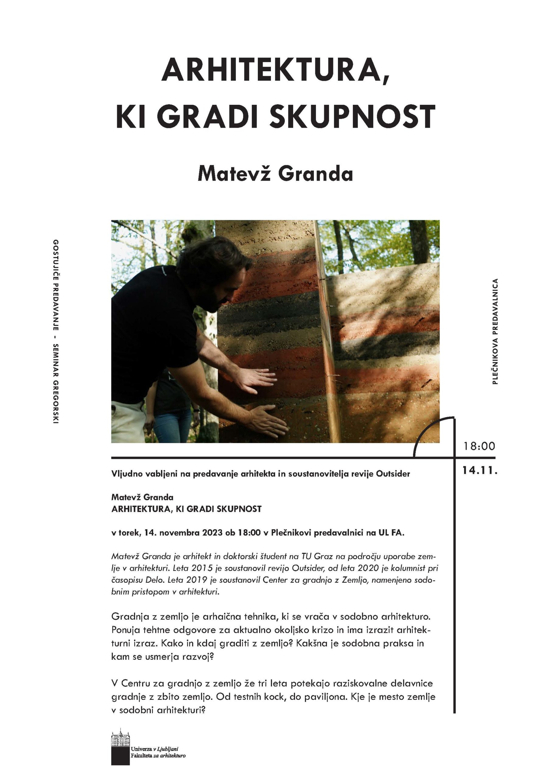 Gostujoče predavanje: Arhitektura, ki gradi skupnost, Matevž Granda
