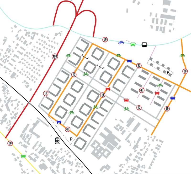 Aplikacija urbanistično-prometnega modela Super-blok Barcelona na stanovanjsko naselje Škofovi zavodi v Ljubljani