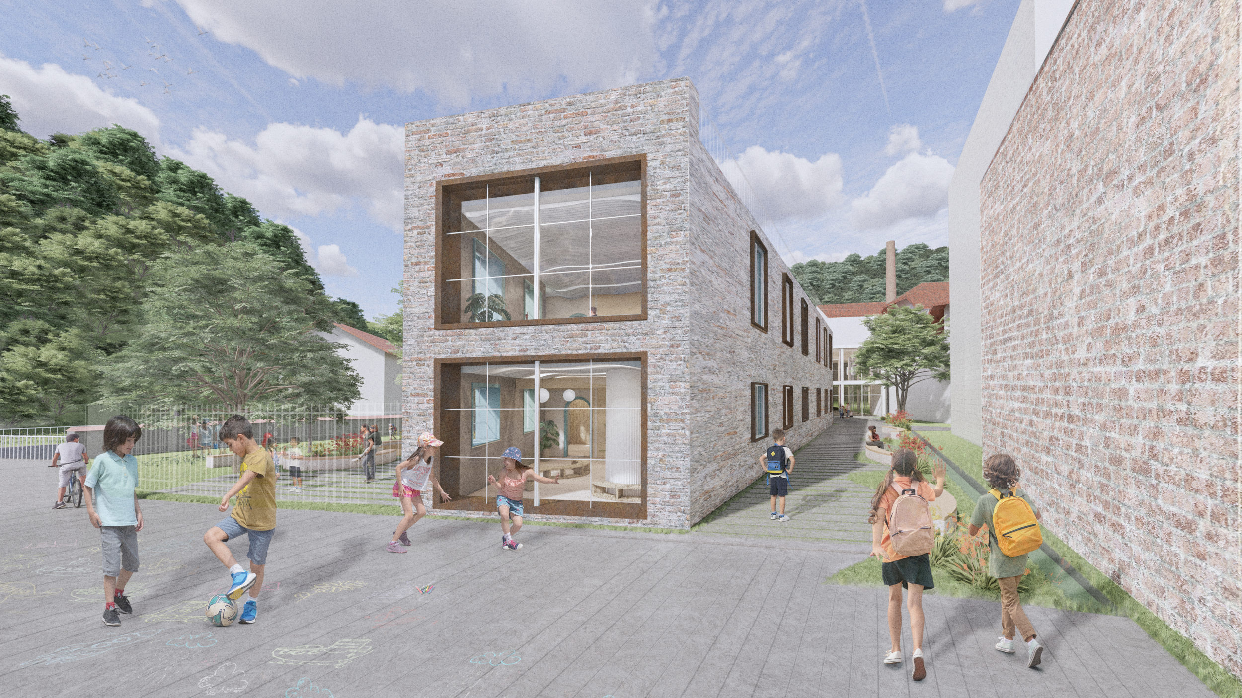 Hiša otrok v objemu dediščine : idejna zasnova prenove nekdanje tovarne Runo v Tržiču