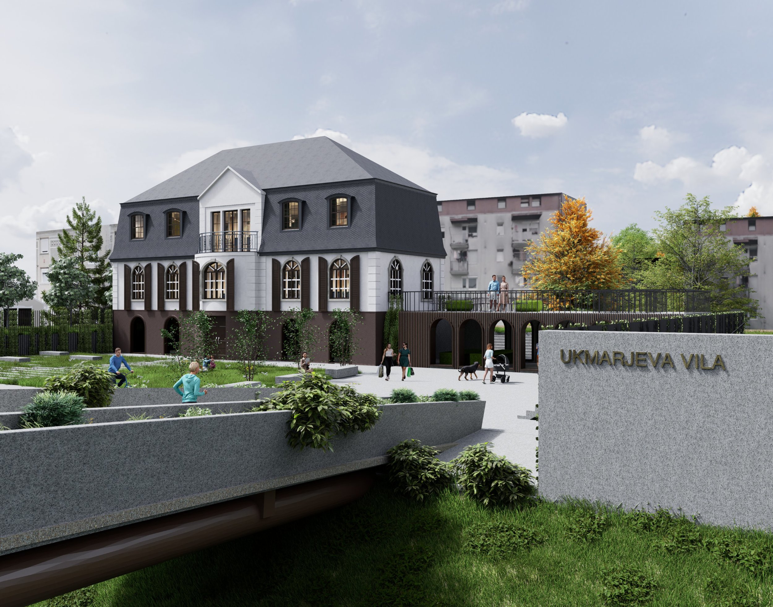 Nova kulturna os v Litiji : idejna zasnova Ukmarjeve brvi in zasnova prenove Ukmarjeve vile