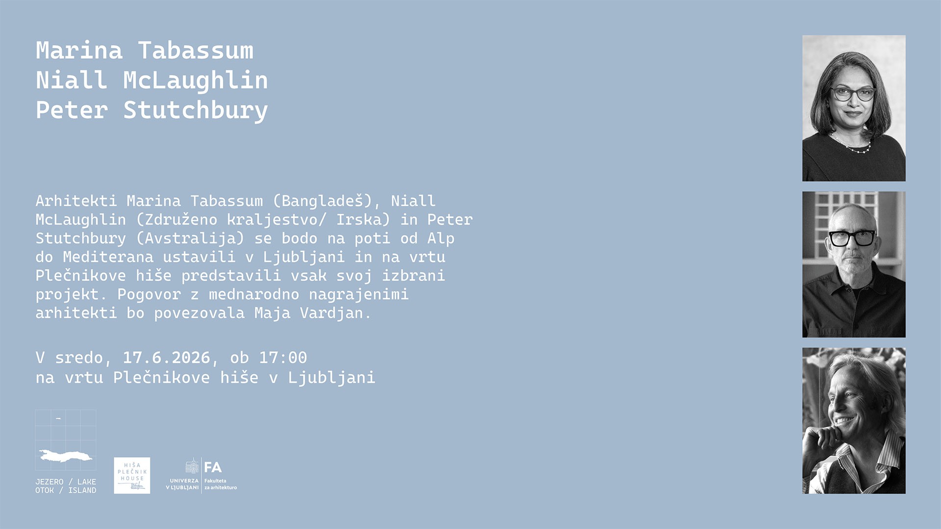 Marina Tabassum, Niall McLaughlin in Peter Stutchbury – pogovor