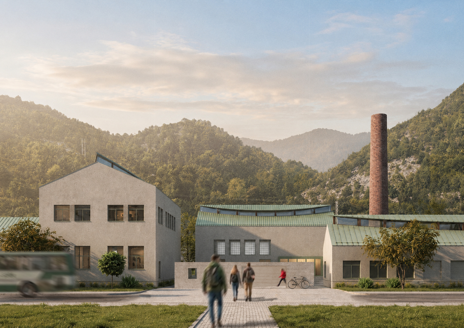 Izobraževalni center za trajnostni ribolov in biotsko raznovrstnost Skadarskega jezera : idejna zasnova revitalizacije tovarne “Ribarstvo” v Rijeki Crnojevića - predstavnostna slika