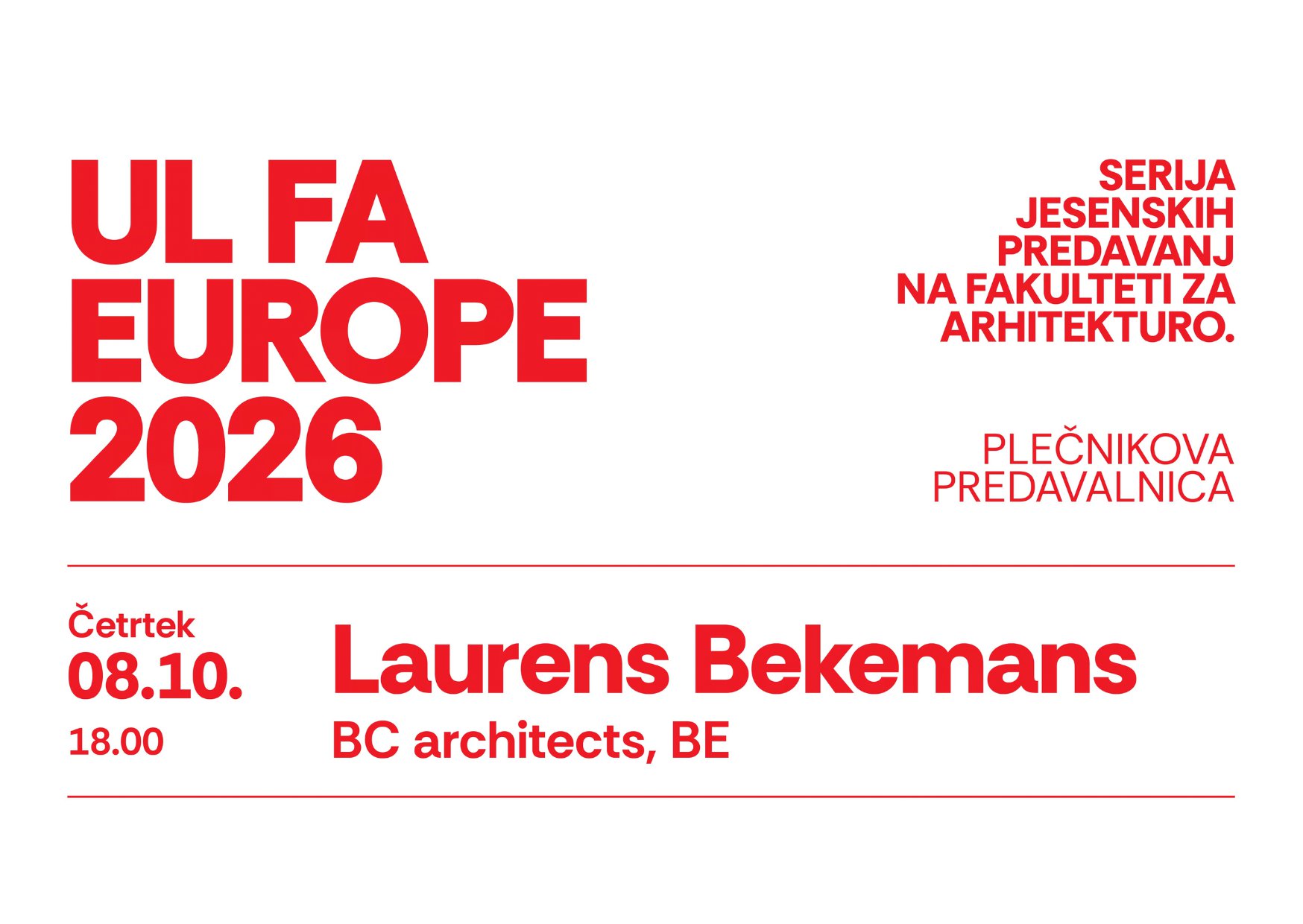 Laurens Bekemans (BC Architects) – gostujoče predavanje - predstavnostna slika