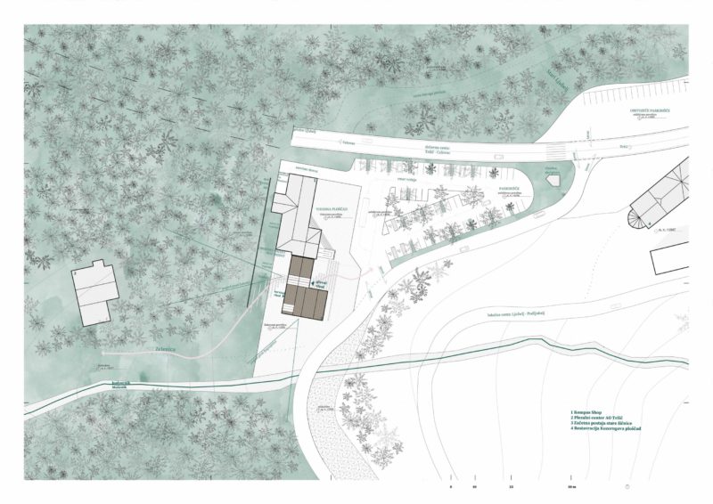 Športni raj na Zelenici : idejna zasnova plezalnega doma ob trgovini Kompas v Podljubelju